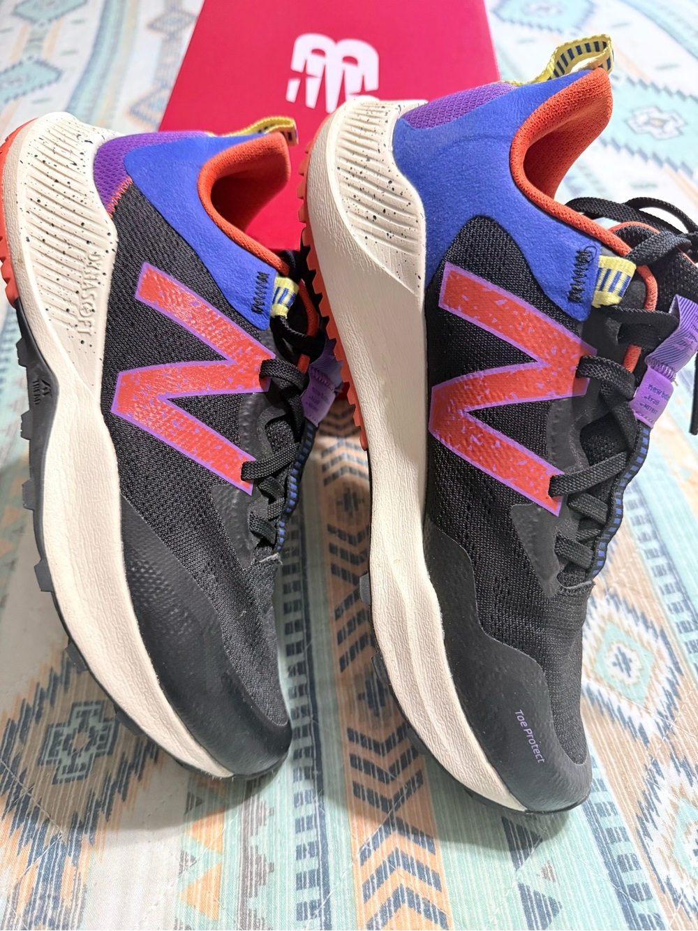 New Balance Black Sneakers with Purple & Coral Highlights - Picture 3 of 5